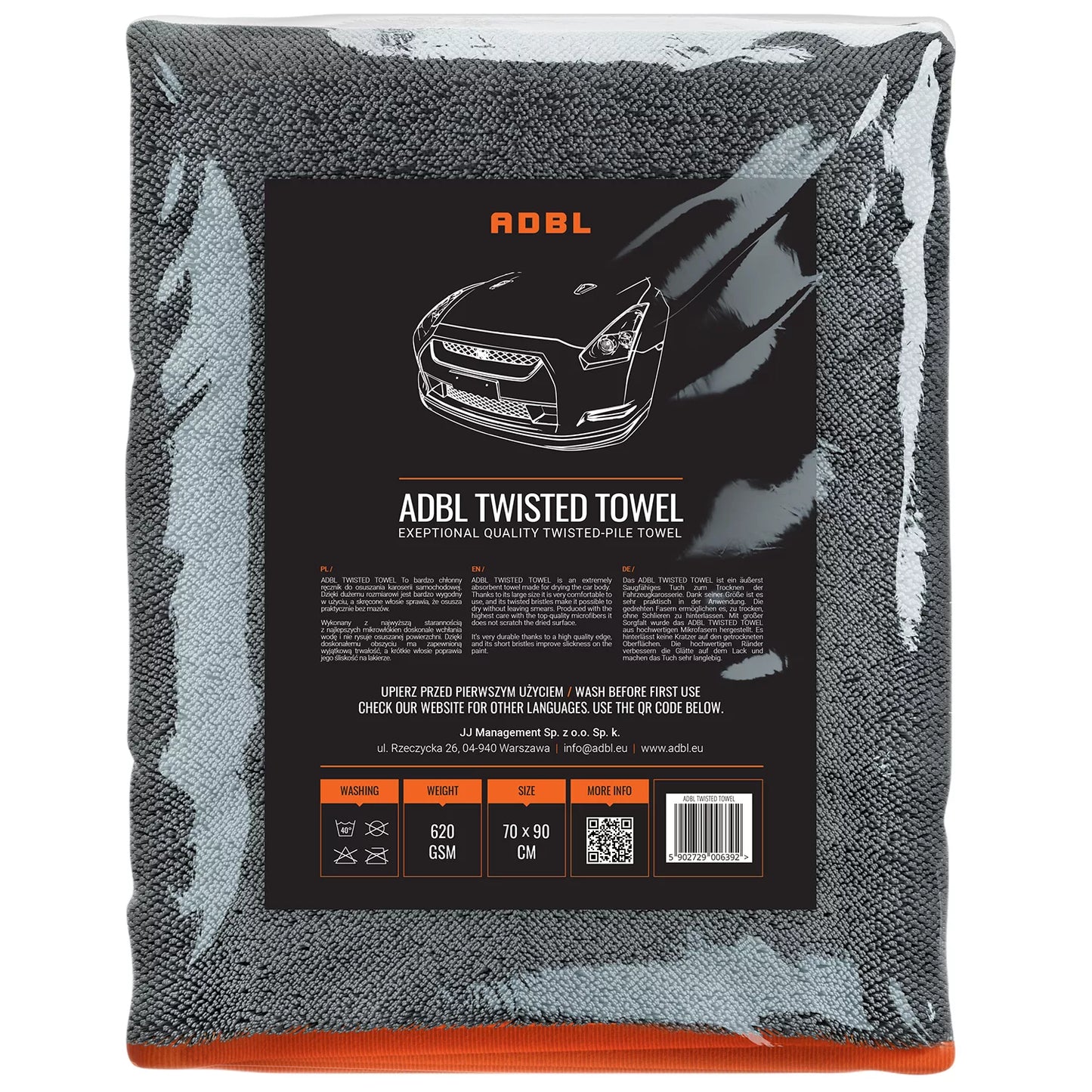 ADBL Twisted Towel – bardzo chłonny ręcznik do osuszania, 620gsm, 70x90cm